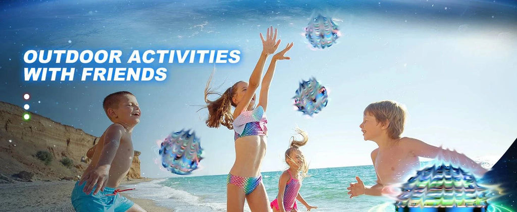 Nehwei enterprise AI flying orb ball toy with galaxy design, hovering and spinning in midair with hand control and cosmic details.