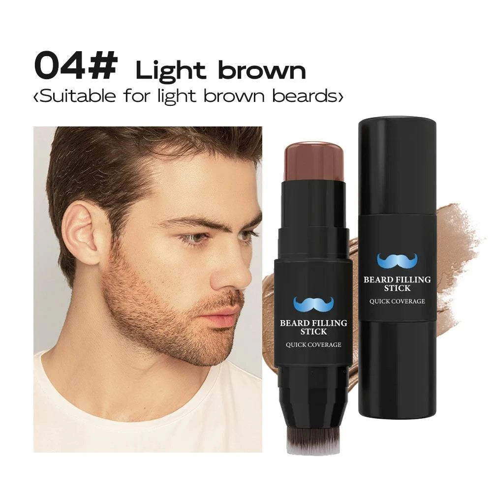 Nehwei 2-in-1 beard filler stick with brush for natural, long-lasting coverage, ideal for men's beard grooming and filling.