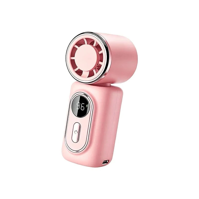 Nehwei handheld mini fan with LED display, 5 speeds, 3000mAh battery, adjustable 180°, clip-on, portable cooling device.