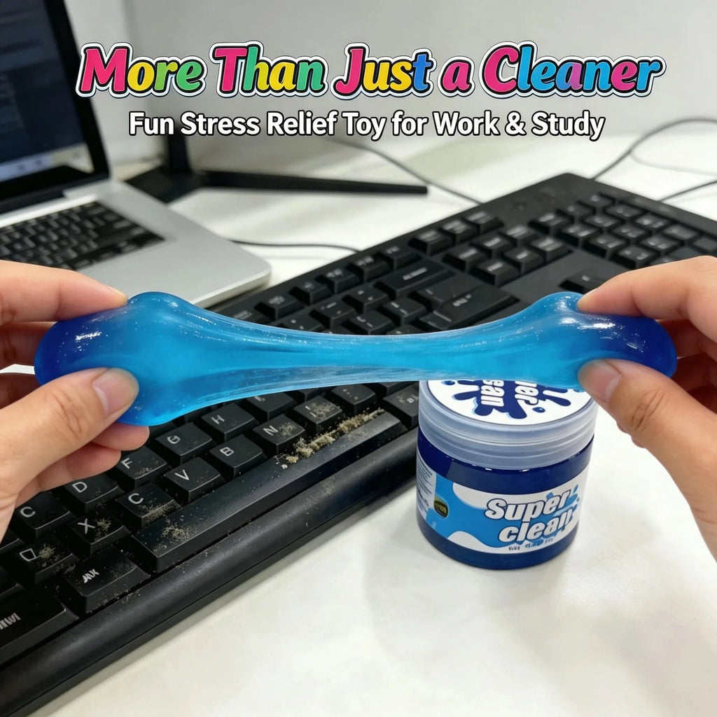Blue reusable cleaning gel by Nehwei enterprise for dusting keyboards, car vents, and small gaps, eco-friendly and multi-purpose.
