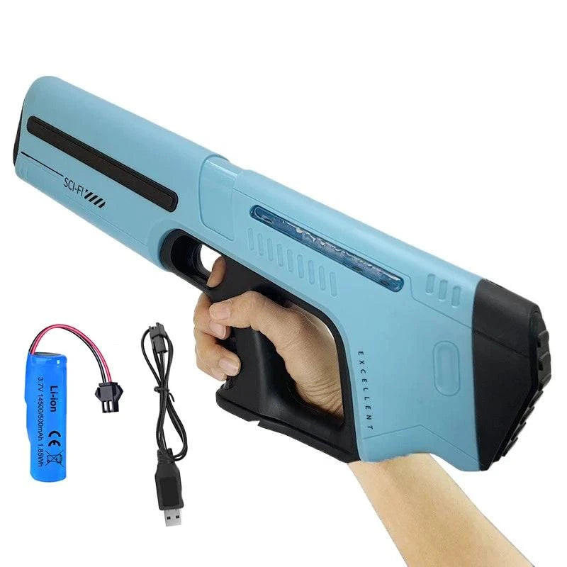 Powerful electric water gun for adults by Nehwei Enterprise, featuring automatic water suction and outdoor beach fun.