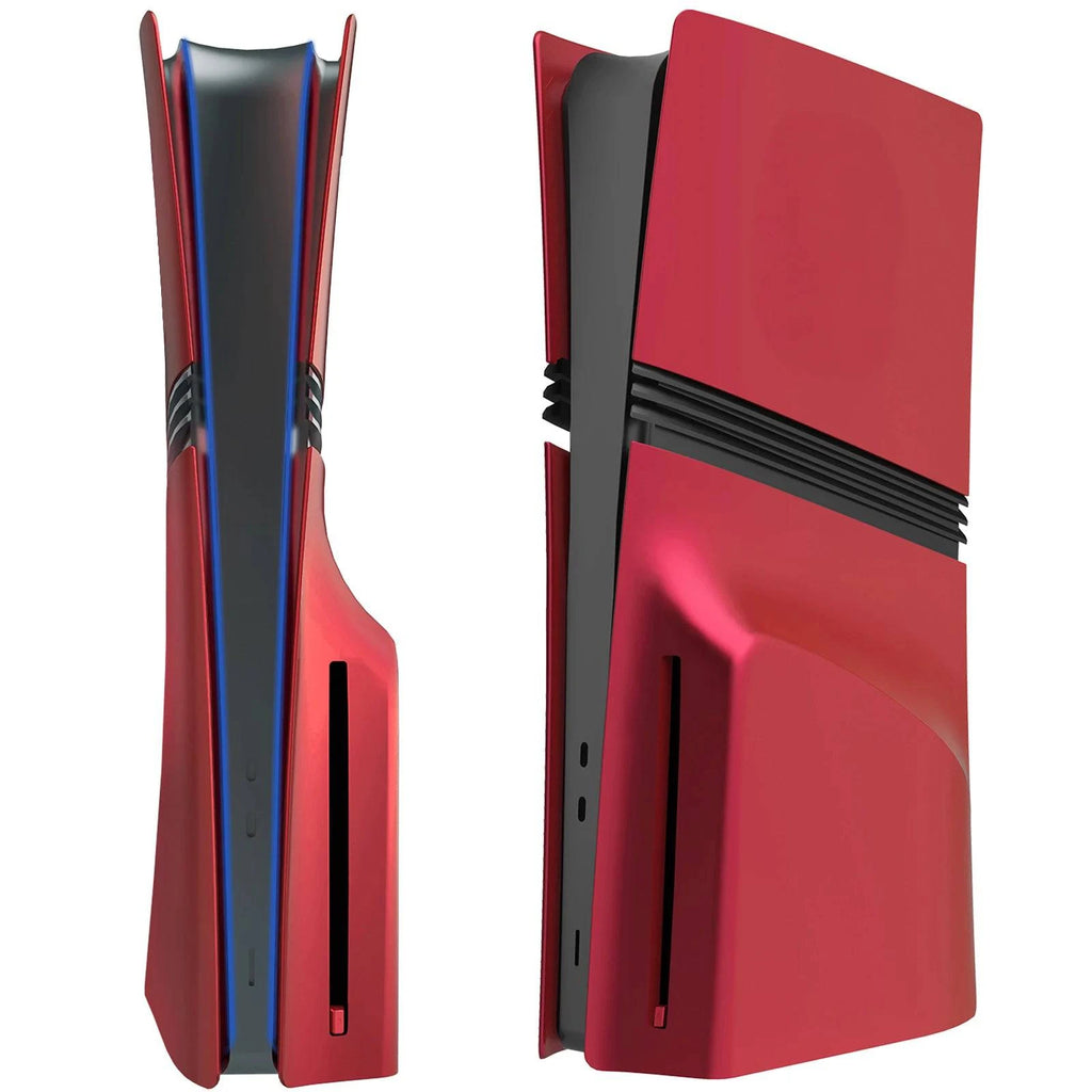 Nehwei enterprise PS5 Pro faceplate cover with matte finish, includes two red silicone controller covers, ABS shell for digital and disc editions