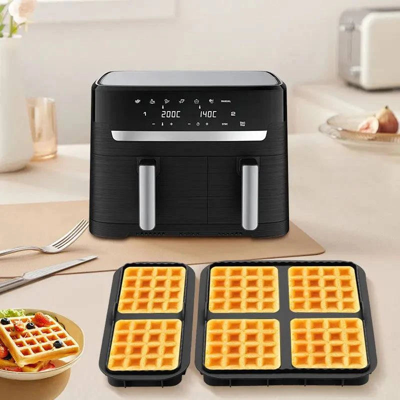 Nehwei enterprise silicone biscuit mold set with square waffle design, non-stick baking tray for pancakes and baking accessories.
