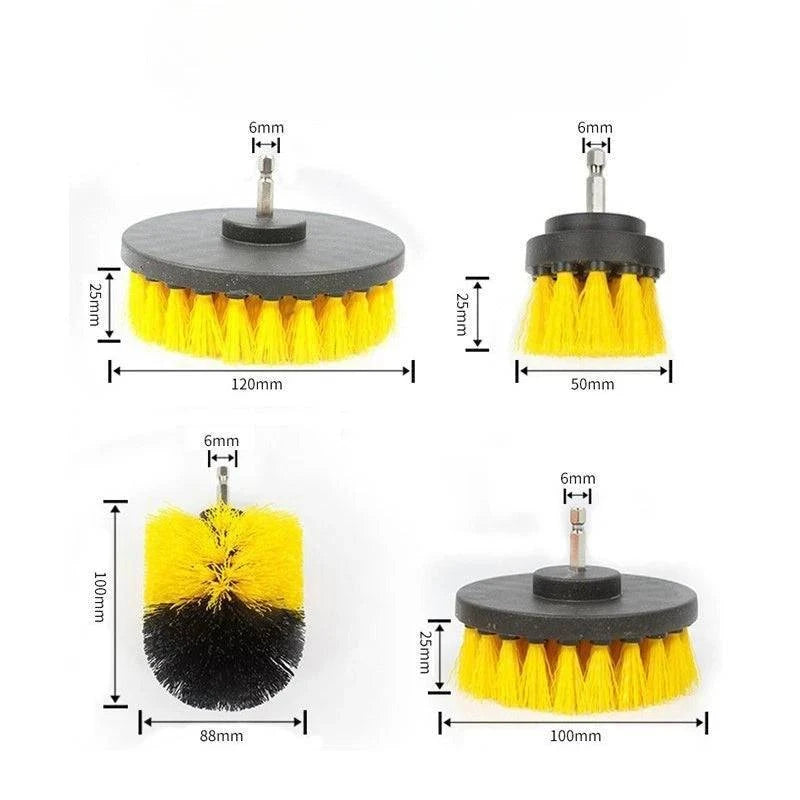 Nehwei enterprise electric scrubber brush drill kit with nylon cleaning brushes for carpet, glass, car tires, and surfaces in various sizes