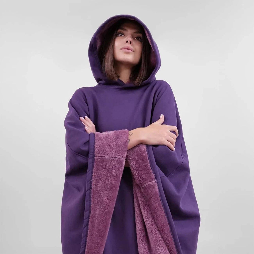 Nehwei Enterprise Eden unisex oversized hoodie cloak with faux fur lining, lightweight, super warm, ultra-soft winter clothing.