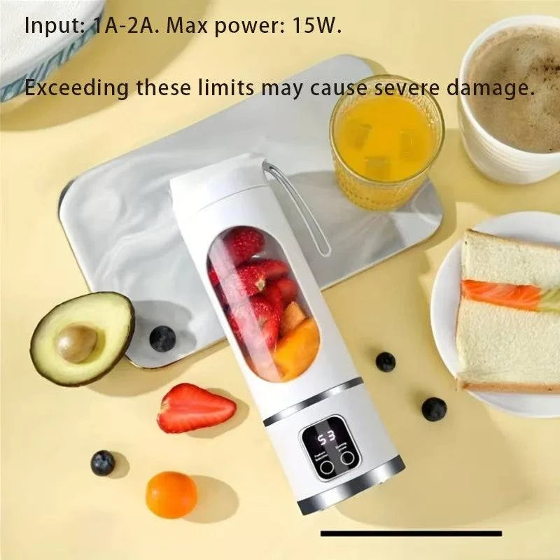 Nehwei portable USB rechargeable mini blender with digital display, 12-blade system, suitable for travel and on-the-go blending.