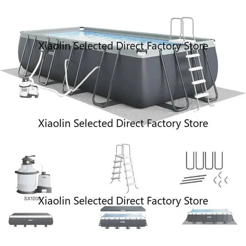 Nehwei enterprise 18' x 9' x 52" rectangular above ground swimming pool with pump, ideal for backyard outdoor recreation