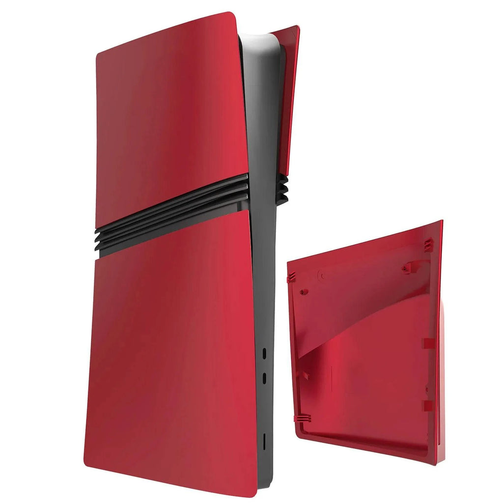 Nehwei PS5 Pro faceplate cover with matte skin, red silicone controller covers, compatible with Digital and Disc editions.