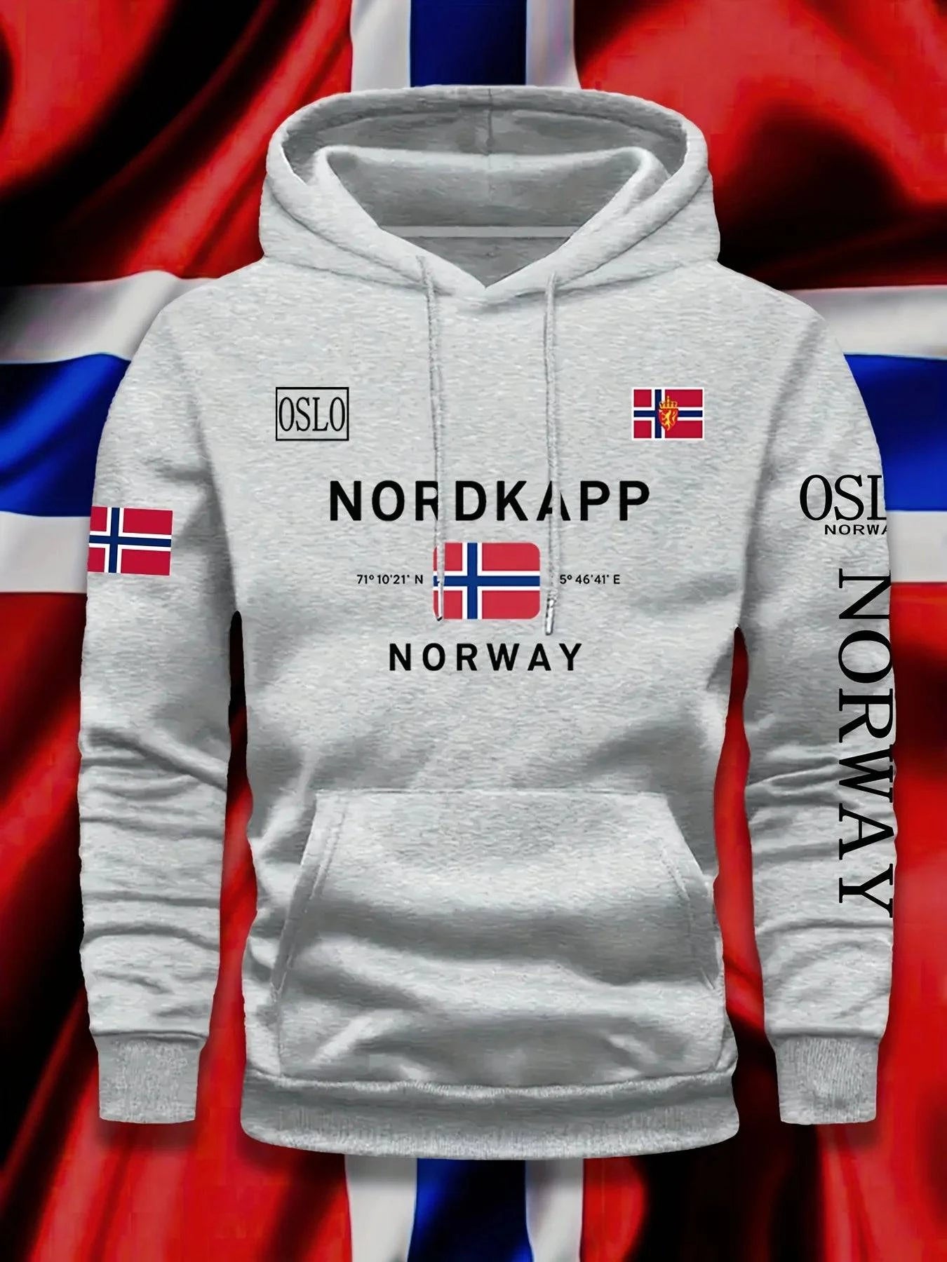 Men's Norway Autumn winter fleece hoodie by Nehwei enterprise, windproof, warm 100% cotton, oversized outdoor commuter hoodie with high elasticity