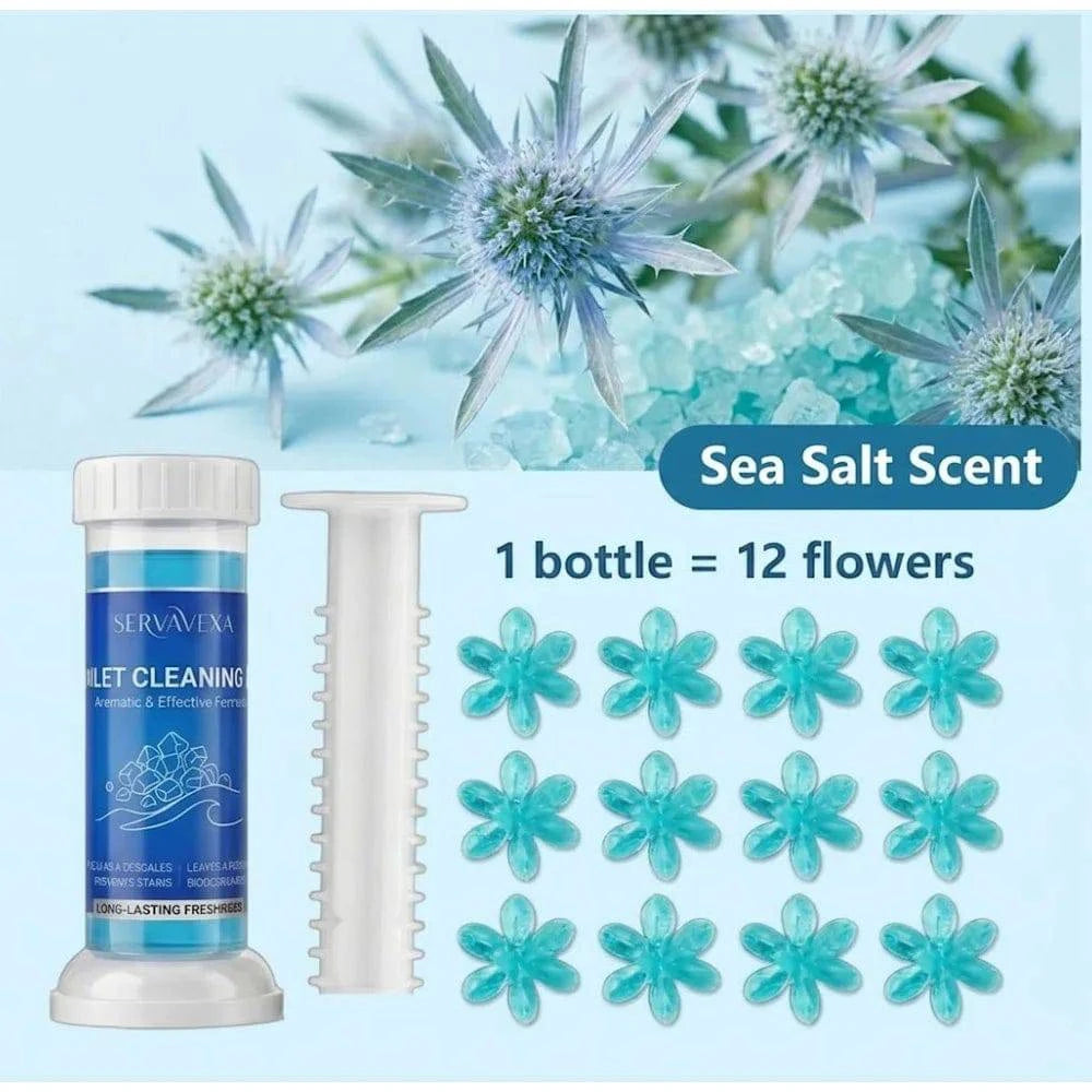 Nehwei SERVAVEXA 5-piece toilet cleaning gel stamps with aromatic deodorizer and flower design for bathroom bowl cleaning.
