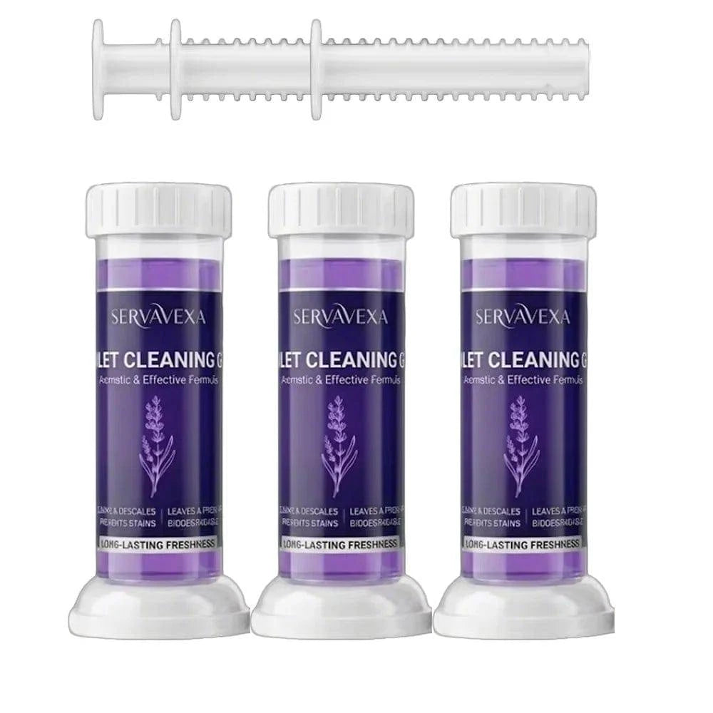 Nehwei SERVAVEXA 5-pack toilet cleaning gel stamps with floral scent, designed for deodorizing and descaling bathroom bowls.