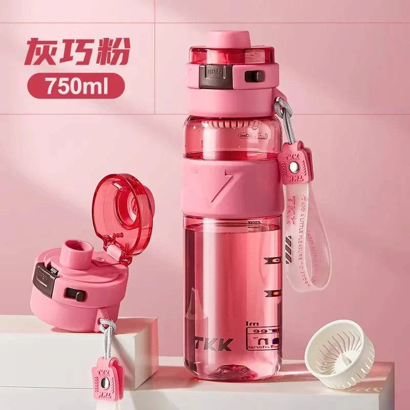 Nehwei enterprise 2-in-1 portable water bottle with built-in fan and mist spray, leakproof design, suitable for outdoor sports and kids