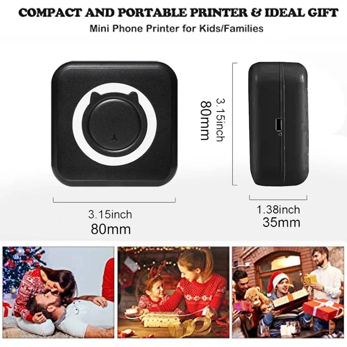 Nehwei enterprise MINI Print portable thermal printer with 58mm wireless Bluetooth for Android and iOS, printing labels and photos.