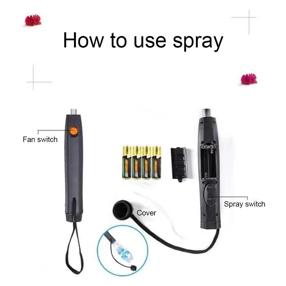 Nehwei enterprise 3-in-1 umbrella with fan, misting spray, UV protection, portable for summer cooling, battery-powered mist umbrella.