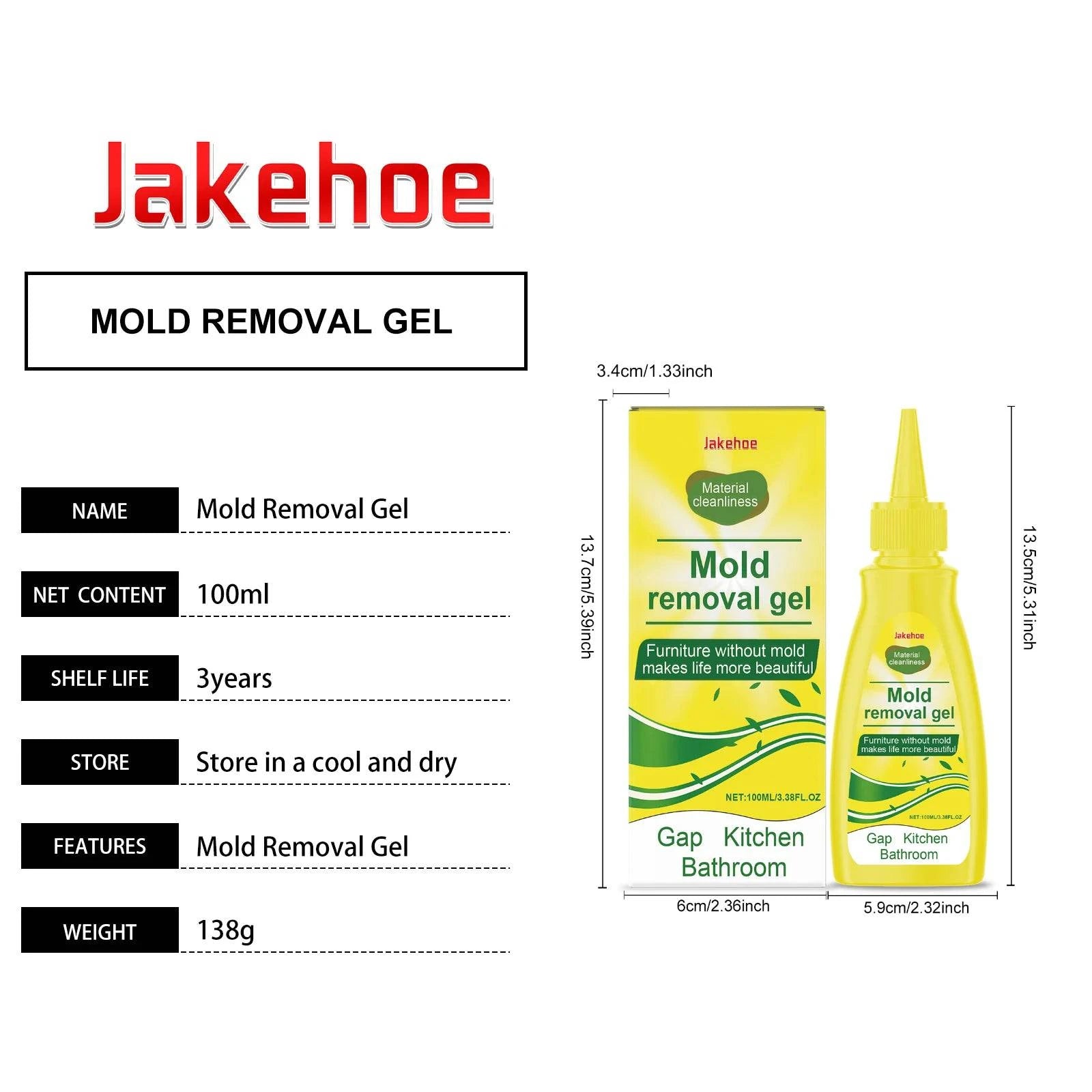 Nehwei enterprise Jakehoe kitchen cleaning gel dissolves mildew stains and mold in bathrooms, eliminates odors without residue.
