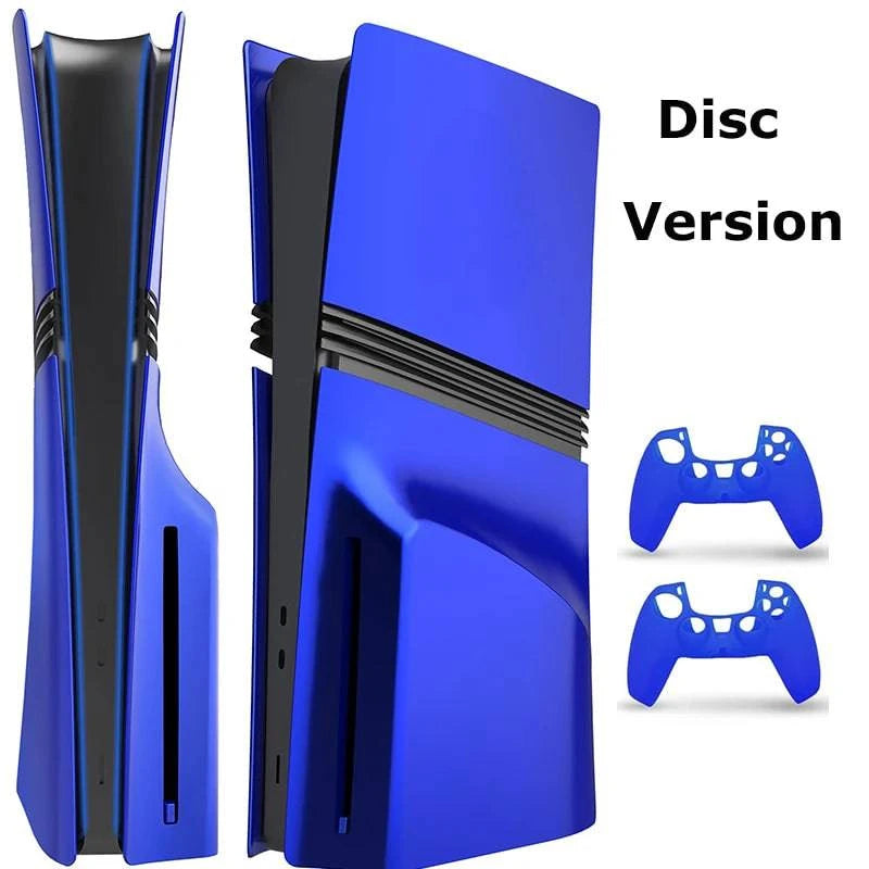 Red ABS faceplate for PS5 Pro Digital and Disc Edition with two silicone controller covers by Nehwei enterprise.