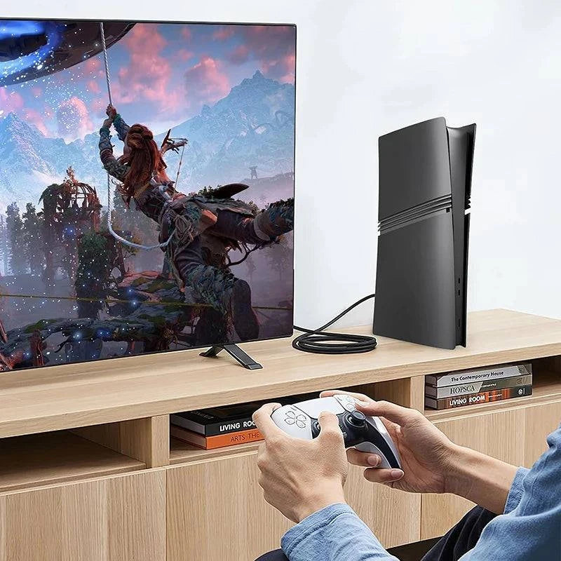 Nehwei enterprise PS5 Pro faceplate cover with matte skin finish and two red silicone controller covers, designed for digital disc editions.