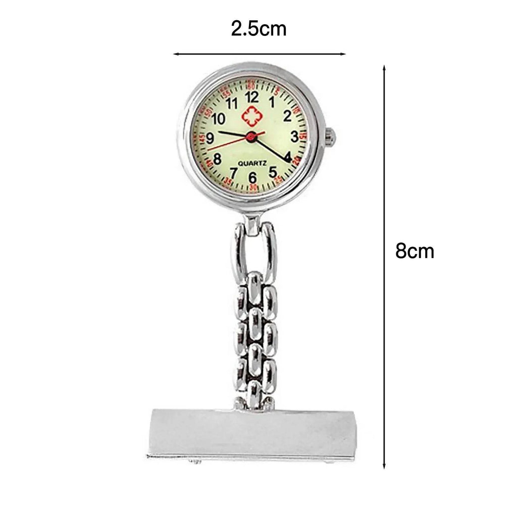 Luminous nurse watch dial with retractable clip, alloy strap, ideal for medical professionals, night visibility, Nehwei enterprise.