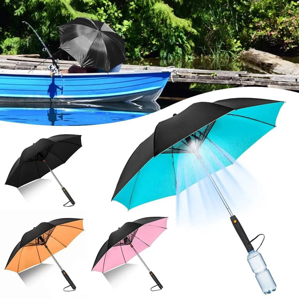 Nehwei 3-in-1 portable umbrella with built-in misting fan, UV protection, and spray for summer cooling, battery-powered, outdoor use