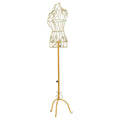 Female mannequin iron dress form with adjustable height and stable base, ideal for tailoring and dressmaking displays.