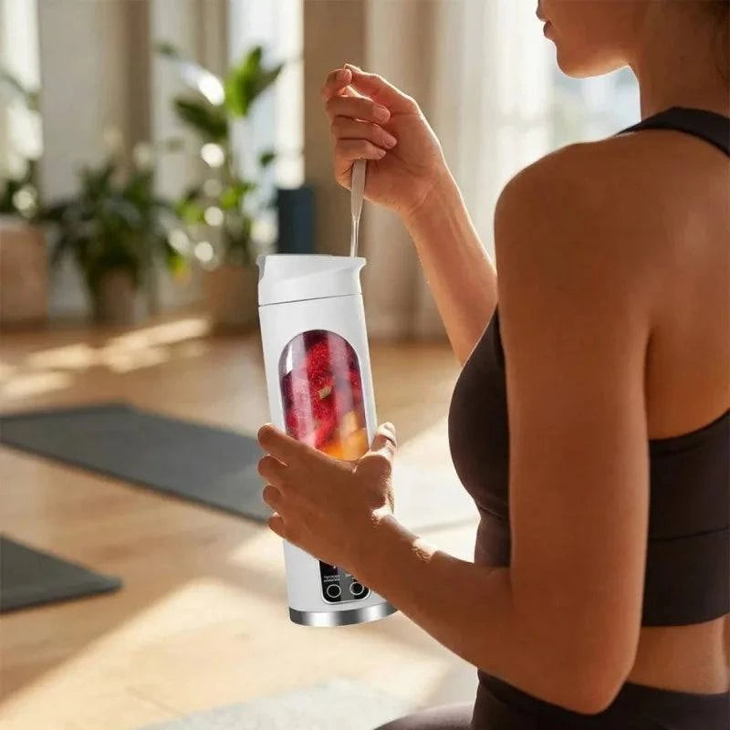 Portable Nehwei enterprise USB rechargeable mini blender with digital display, 12-blade system, and travel-friendly design