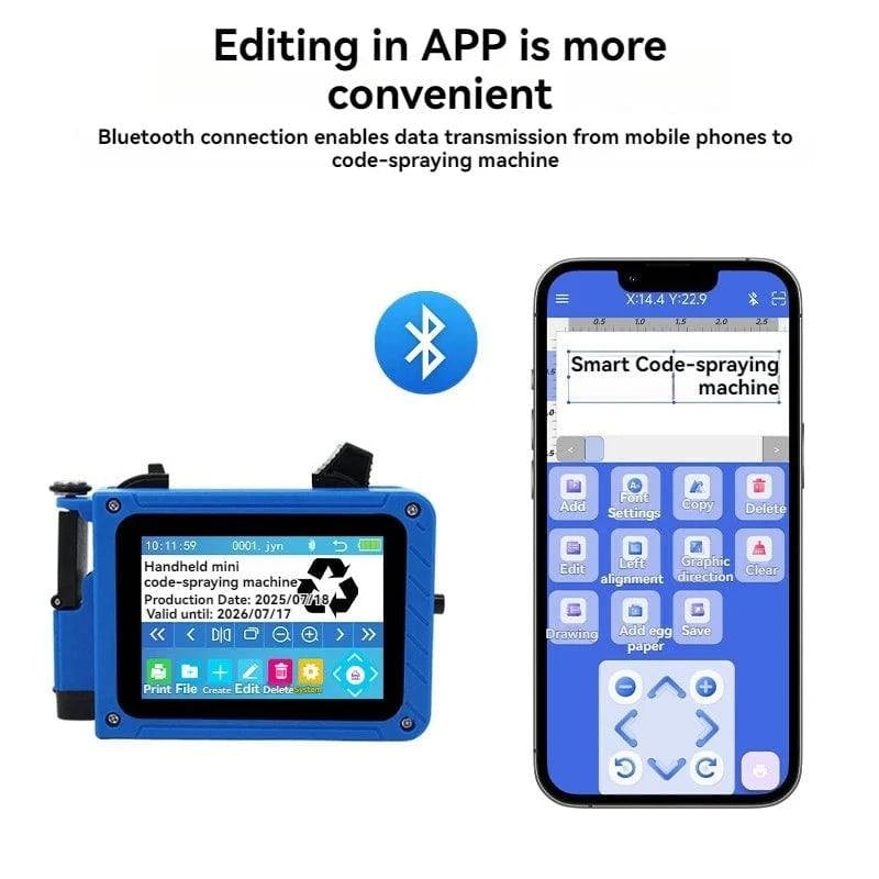 Portable Nehwei enterprise Mini HD Inkjet Printer with touch screen and automatic printing functionality.