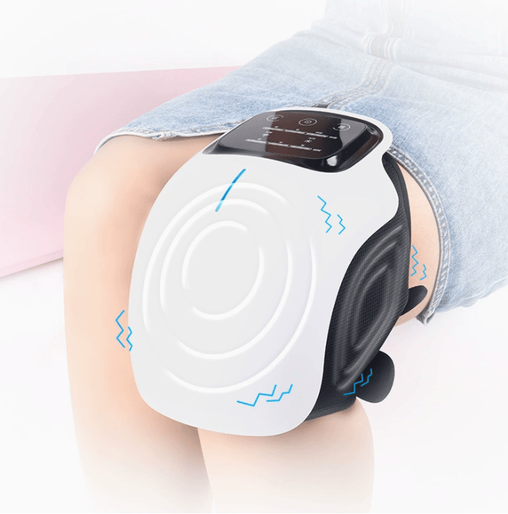 Nehwei enterprise electric knee massager with adjustable straps and heating pads for pain relief and improved circulation.
